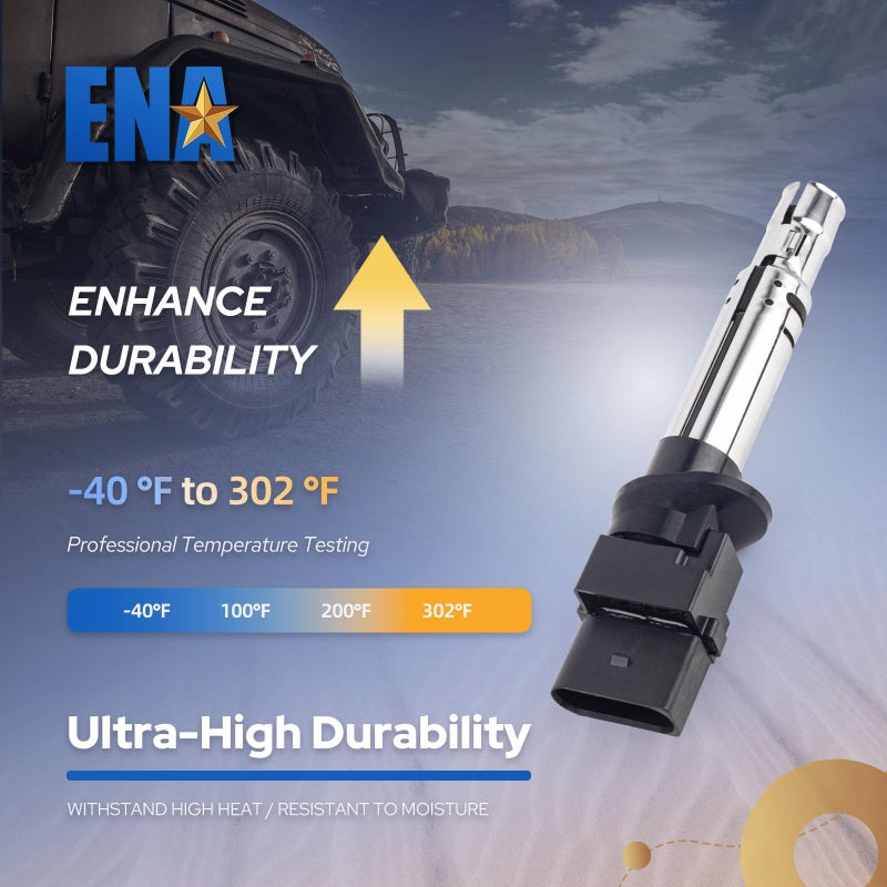 ENA Set of 6 Ignition Coils Pack 3.2L 3.6L V6 Compatible with Audi VW Volkswagen Porsche Q7 TT A3 Quattro Cayenne Passat EOS Golf Touareg Cayenne 2005 2006 2007 2008 Coils for C1466 UF531 022905715 - Image 4